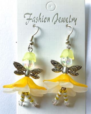 Daisy Fairy Earrings Yellow/White 1¾