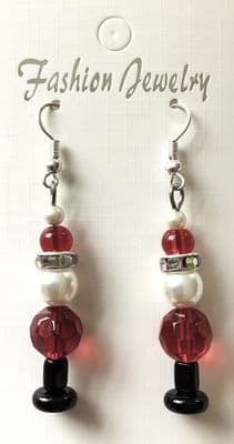Father Christmas Earrings Red/White 1¾