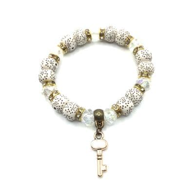 Faux Lava beads & Facets Stretch Bracelet  STRBR0008