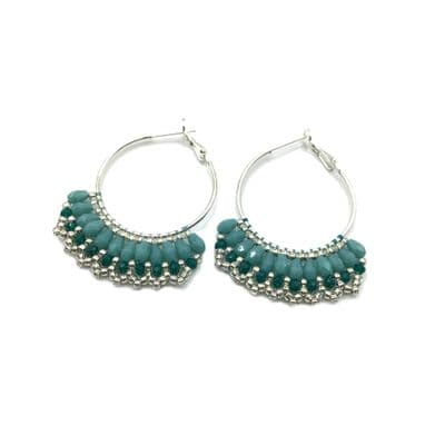 Florence Earrings - EAR0030 Verde Acqua (Teal) with Facets