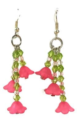 Flower Earrings Pink/Green EAR0020