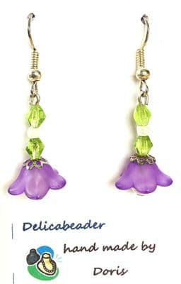Flower Earrings Purple & Green  EAR0018