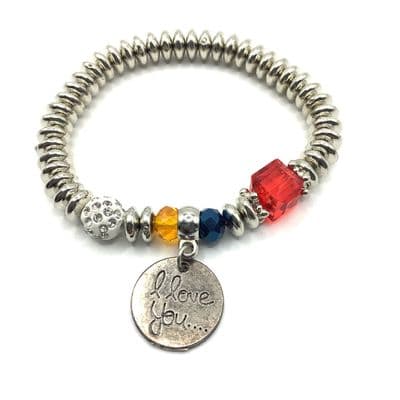 Glass Beads S/S Stretch Bracelet. S/S Charm STRBR0038