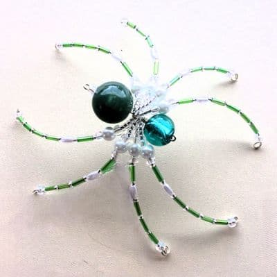 Large Beaded Spider Green 5
