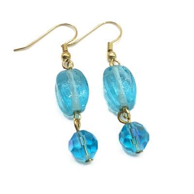 Light Blue Glass Beads G/P Earrings  EAR0008
