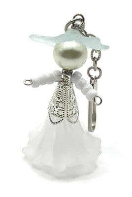 Lucky Lady White & Light Blue Keyring 4