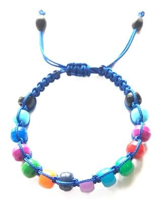 Macrame Silk Cord 14 Beads Bracelet One Size MNBR0022