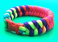 Paracord Fishtail Bracelet Rainbow 7½