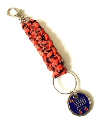 Paracord S/S Coin Keyring Orange & Black 6
