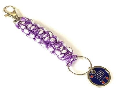 Paracord S/S Coin Keyring Purple & White 6