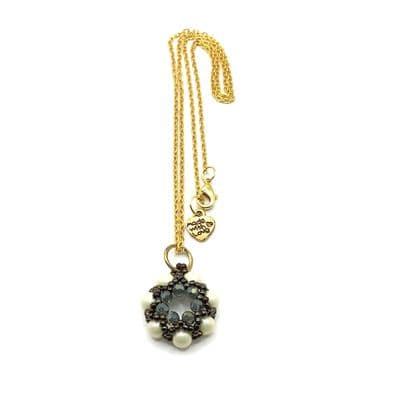 Pendant with Glass Pearls & Facets 1