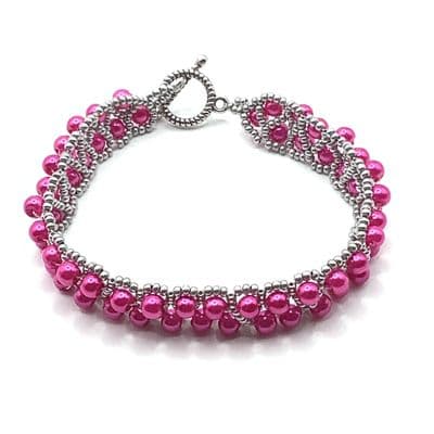 Rick-Rack Pink Bracelet  7½