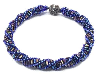 RUSSIAN SPIRAL Blue Hand Beaded Bracelet 8