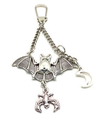 S/P Bat with Baby Bat & Moon KEYRING 4¼