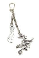 S/P Witch with Big Cat KEYRING 4¼