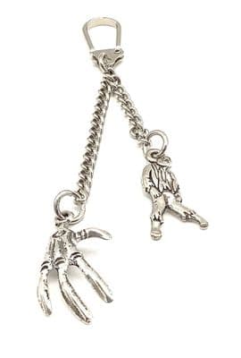 S/P Zombie & Skeleton Hand KEYRING 4¼