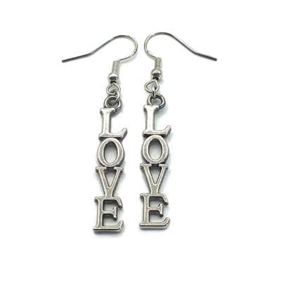 Silver Toned  LOVE Letters Earrings  EAR0013