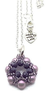 Small Glass Amethyst Pearls & Facet Pendant  PND0008