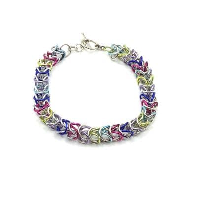 SPLIT RING CHAINMAILLE Hand Beaded Bracelet  BRA0036