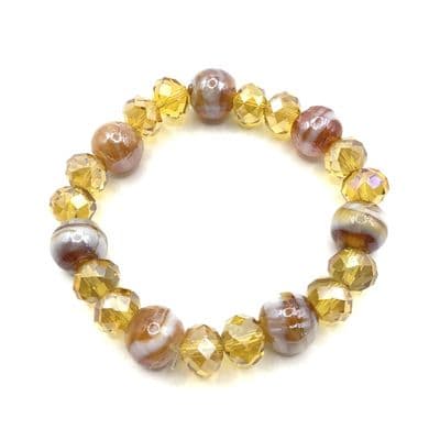 Stretch Amber Glass Beads Bracelet STRBR0040
