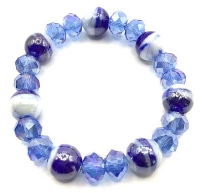Stretch Blue Glass Beads Bracelet  STRBR41