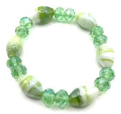 Stretch Green Glass Beads Bracelet  STRBR0042