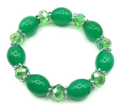 Stretch Green Glass Beads Bracelet  STRBR0052