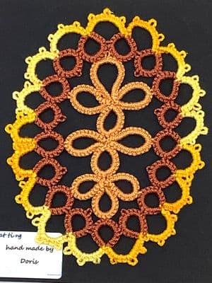 Tatted Chained Flower Motif 4½