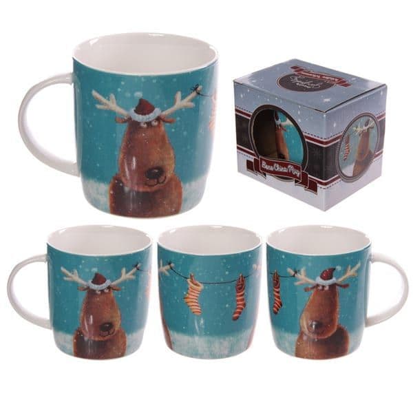 Christmas Reindeer mug WITH 50g of loose leaf Tea