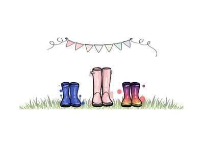 Family Wellington Boots Drawing