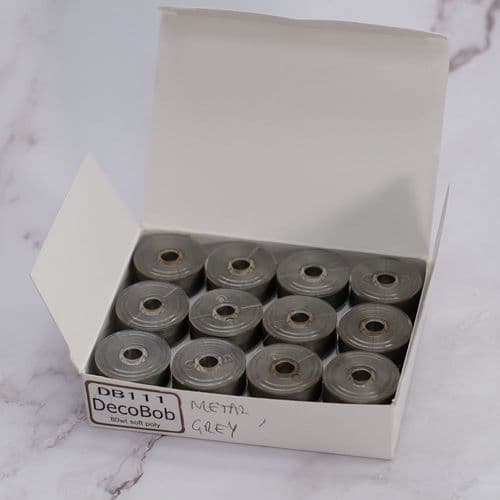 DecoBob Wonderfil Metal Grey 24 Pack M Size Bobbins