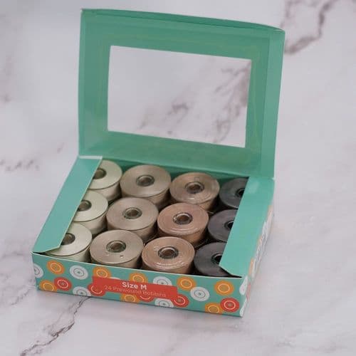 DecoBob Wonderfil Neutral 24 Pack M Size Bobbins