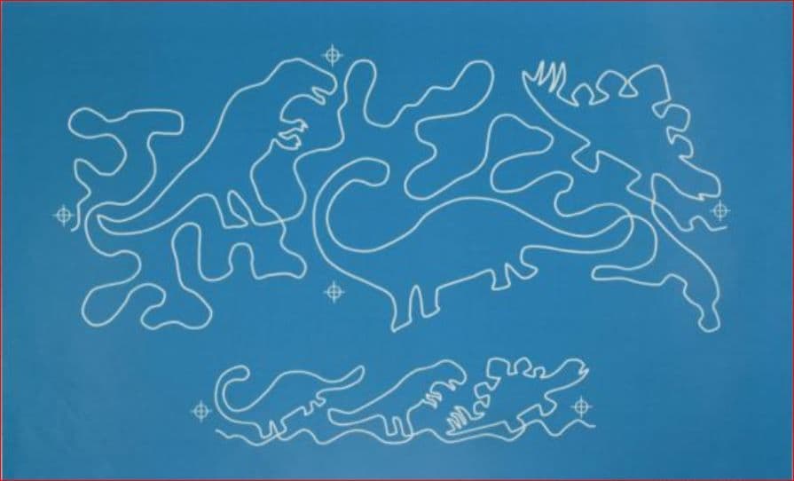 Dinosaurs Stencil (14 ¼” x 6” & 1 ¾” wide border)