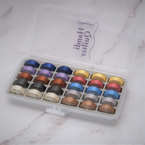 Filled Bobbinbox with 30 Wonderfil Assorted M Bobbins - Set 2