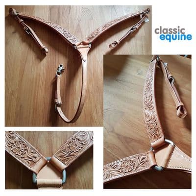 Breastplate with Flower Tooling - Light Tan