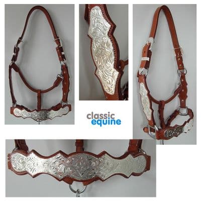 Halter with Silver Bars in Chestnut
