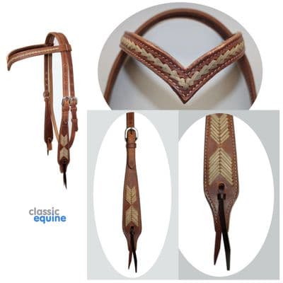Headstall - V Brow with Rawhide