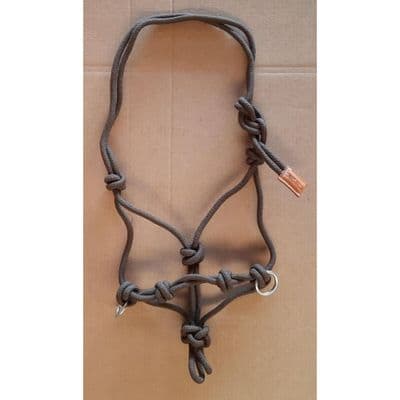 Natural Horsemanship Rope Halter with Rings  - Brown