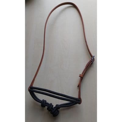 Rope Noseband with Leather - Chestnut/Black
