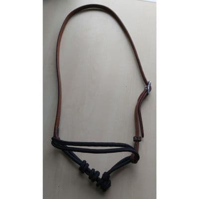 Rope Noseband with Leather - Dark Chestnut/Black