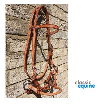 Sidepull with Leather Round Nose in Chestnut