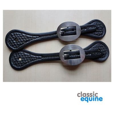 Spur Straps - Ladies with Basket Tooling (Black)