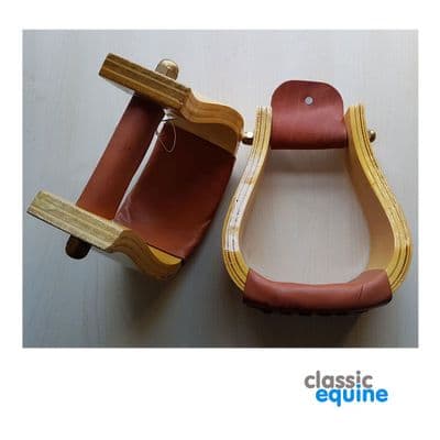 Wooden Stirrups - Natural Colour with Wide Tread