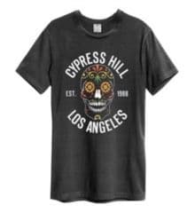 Cypress Hill - Floral Skull Amplified Vintage Charcoal Large T Shirt