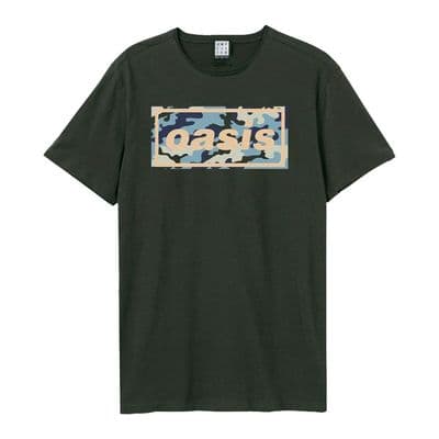 Oasis - Camo Logo Amplified Vintage Charcoal Large T Shirt