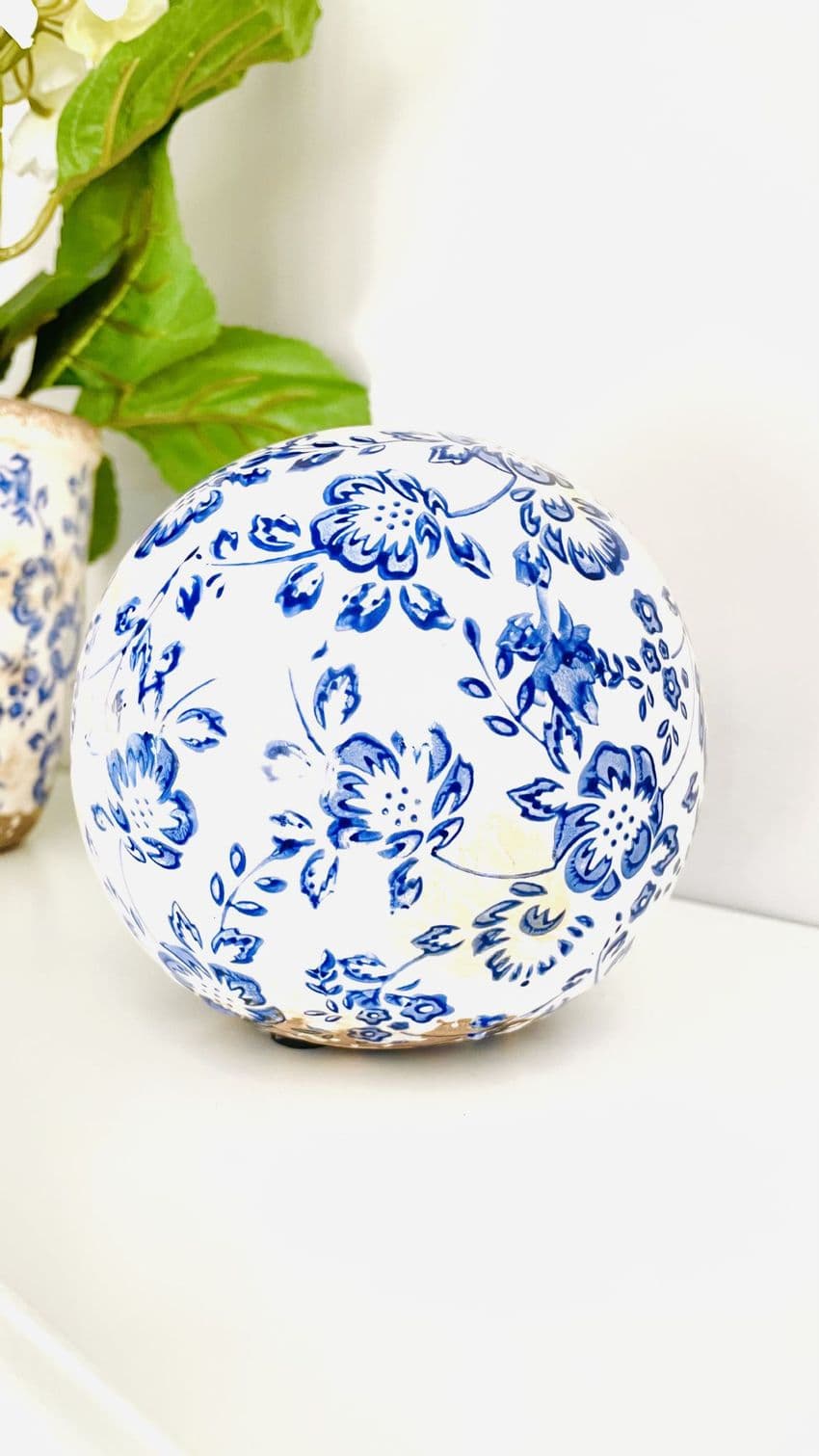 Rustic blue and white decorative ceramic balls