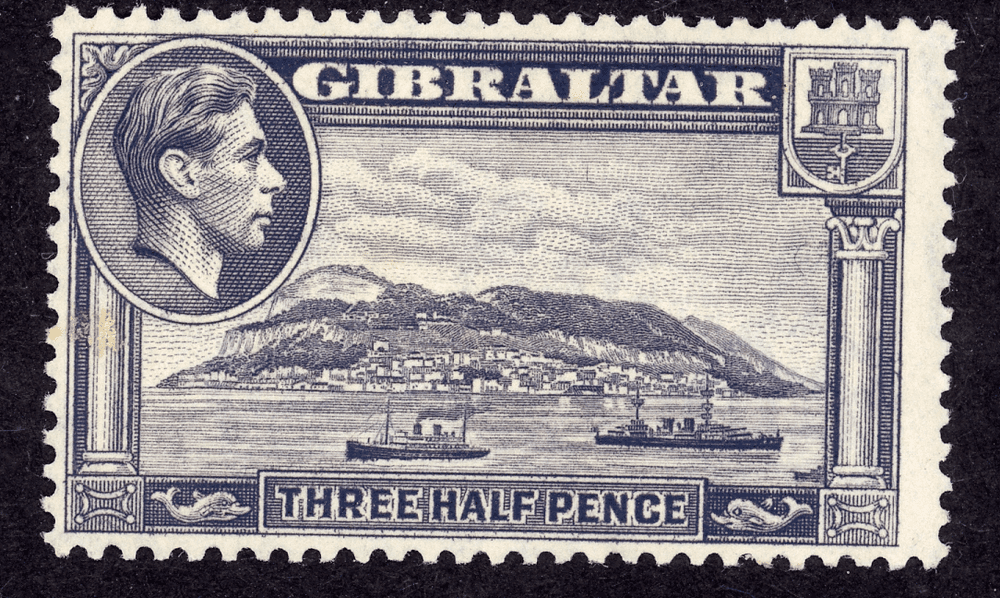 Gibraltar stamp 193851 SG123b 1 5d slateviolet mounted mint