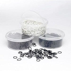 Rubber Plaiting Bands in Tub