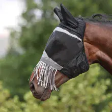 Shires Pro Fine Mesh Fly Mask with ears and nose fringe