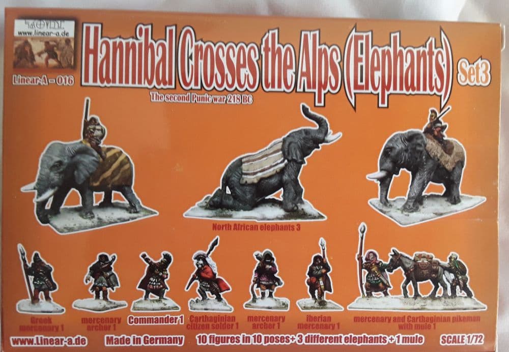 Linear-A 1/72 LIN016 Hannibal Crosses the Alps Elephants Set 3 Ancients